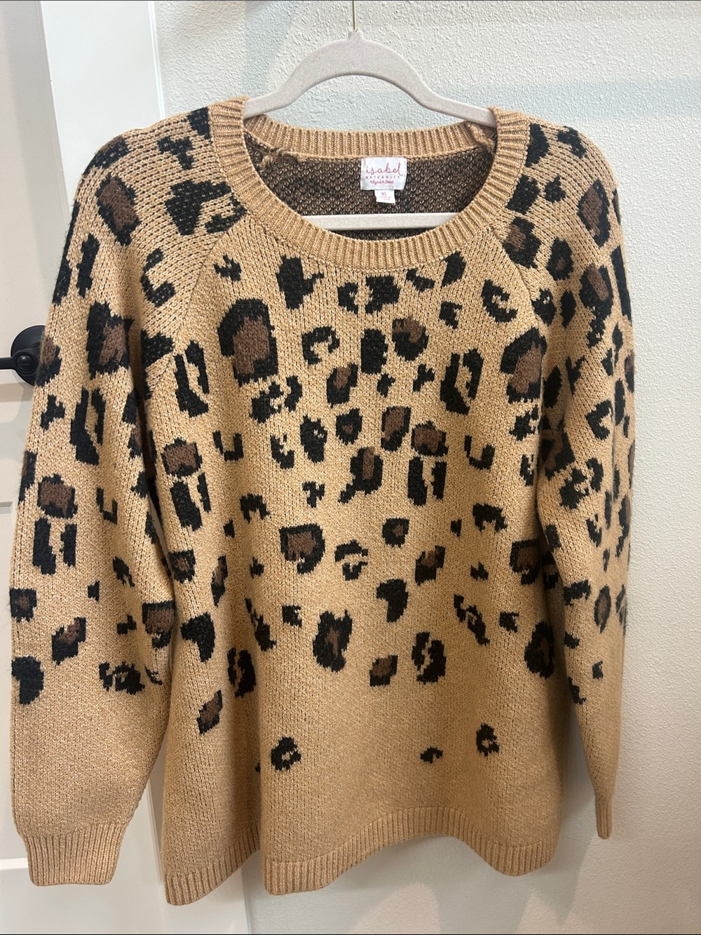 Isabel Marant Tan Leopard-Print Crewneck Sweater